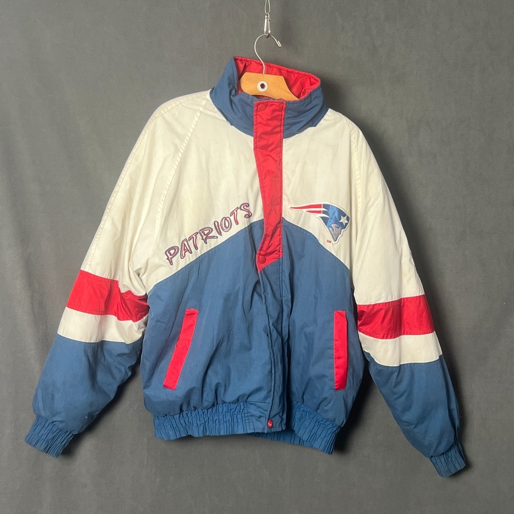 Rare Vintage PRO PLAYER New England Patriots NFL Color Block Parka Jacket 90s M